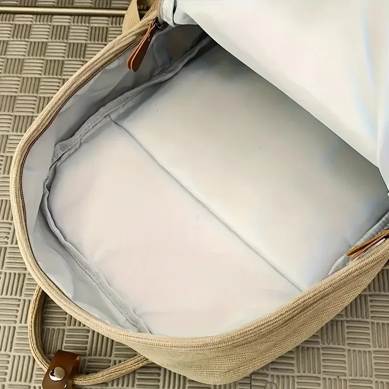 sac à dos décontracté en velours côtelé pour adolescents, compartiment pour ordinateur portable 14 pouces, sac pour lycée et université avec poche zippée, sacs à dos pour l'école