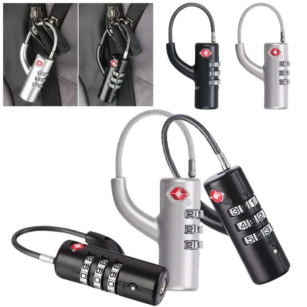 tsa-cadenas avec câble en acier pour bagages, valise, sac à dos, cadenas avec mot de passe