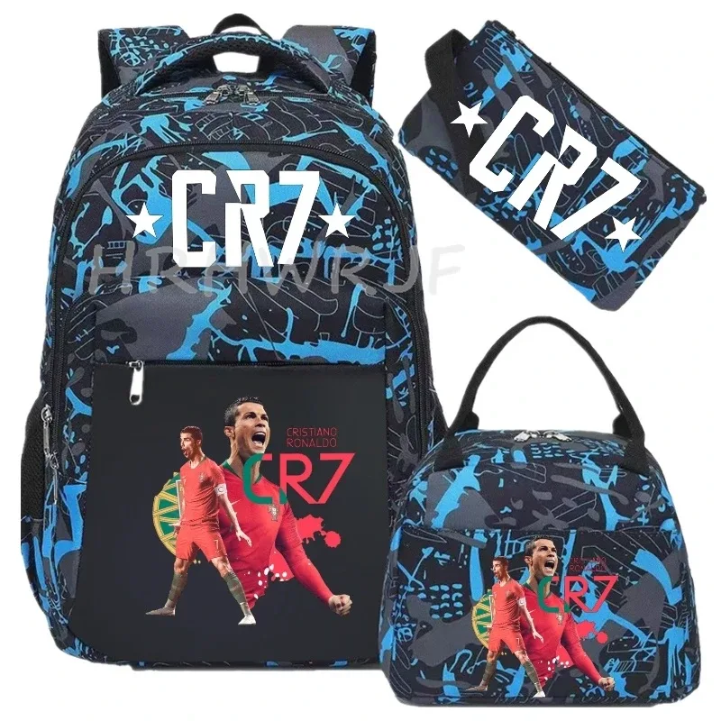 sacs à dos de sport cr7, 3 pièces, camouflage, double épaule, pour ordinateur portable, grande capacité, pour femmes et hommes, voyage, mochila pour usage occasionnel