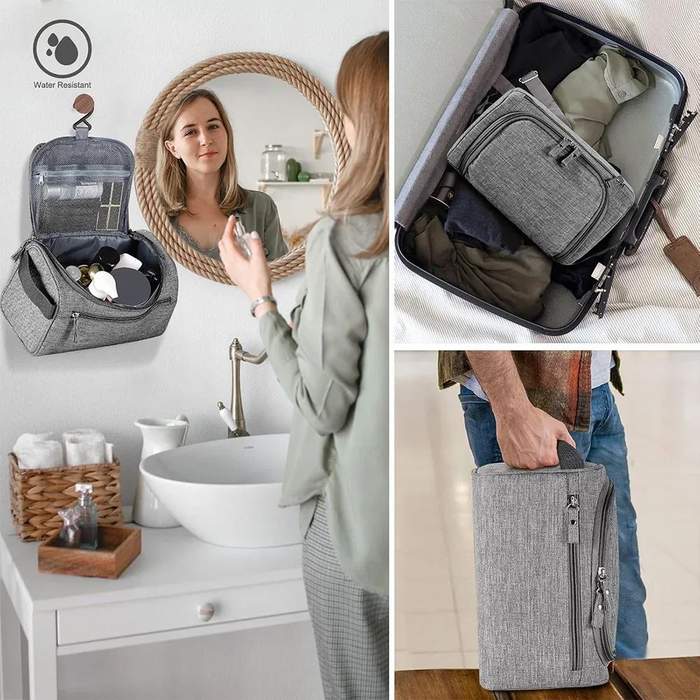 sac de rangement de toilette de voyage multifonctionnel, crochet à main pour hommes, organisateur de grande capacité, pochette de toilette portable pour utilisation en voyage