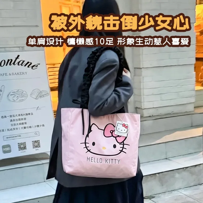sacs à main et pochettes hello kitty authentiques, sac à bandoulière de grande capacité, sac fourre-tout de dessin animé