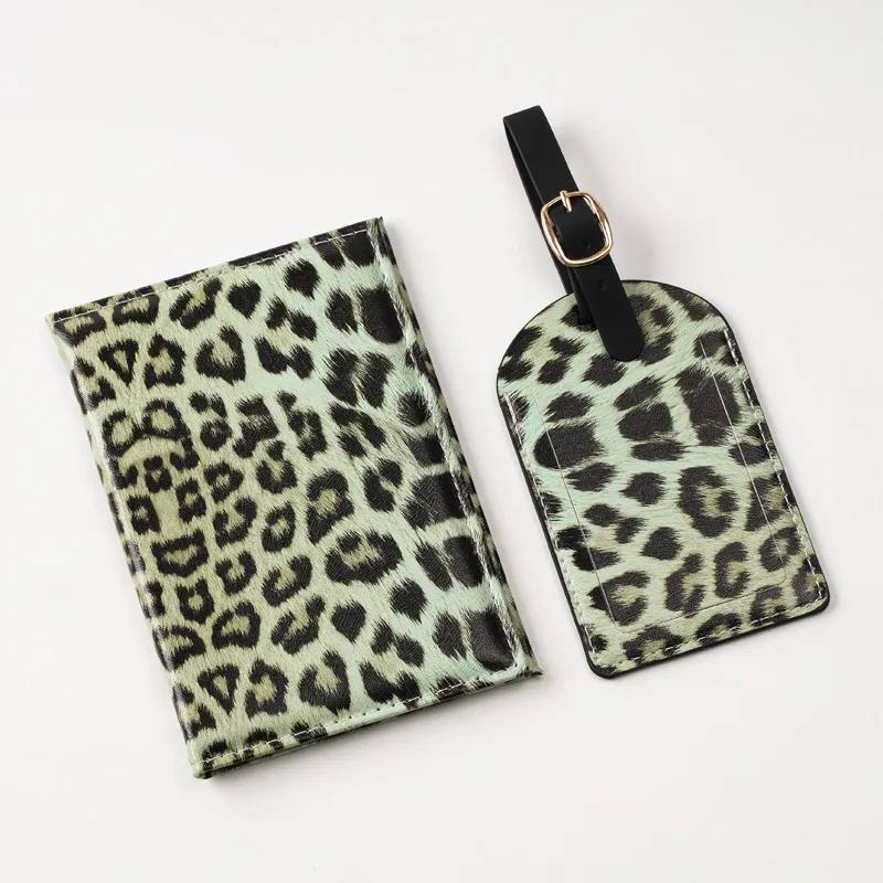 porte-passeport en cuir pu imprimé léopard, étui de protection pour passeport, étiquettes de bagages de voyage, accessoires de voyage pour femmes et hommes