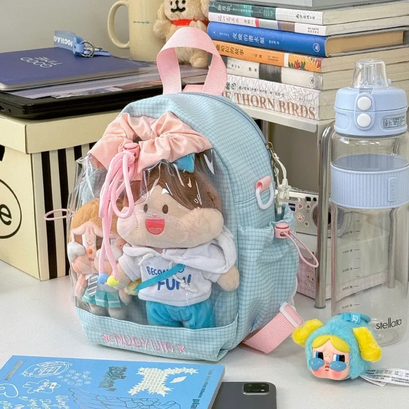 sac à dos anime transparent style japonais avec poupée pleurante, sac à bandoulière grande capacité pour filles, idéal pour l'école et les trajets quotidien