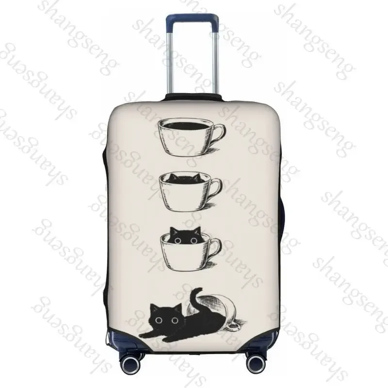 housse de protection élastique épaisse pour bagages, chat noir de dessin animé mignon, combinaison à fermeture éclair pour sac de 18 à 32 pouces, housse de chariot pour valise de voyage