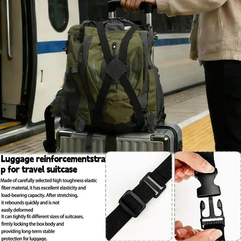 sangle de bagage de voyage réglable, ceinture de valise élastique robuste, sangle de fixation pour bagages, ceinture portable à boucle pour valise