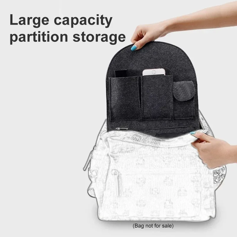 doublure intérieure en feutre, espace de rangement extensible, accessoires de mise à niveau pour sac à dos mcm, sac d'école de voyage, organisateur, poche de doublure de tri
