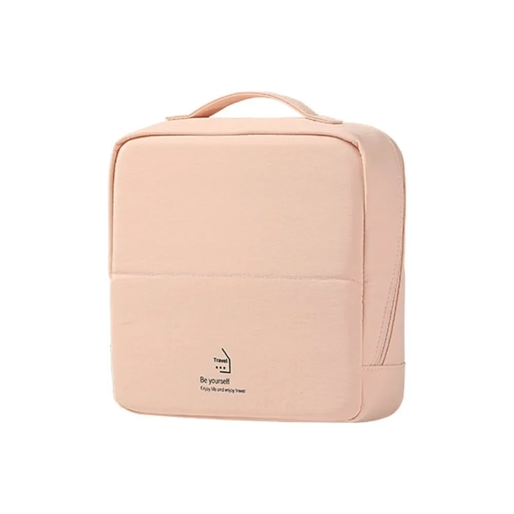 grande trousse de maquillage ouverte à plusieurs compartiments, en tissu imperméable, pochette cosmétique de couleur unie avec fermeture éclair lisse