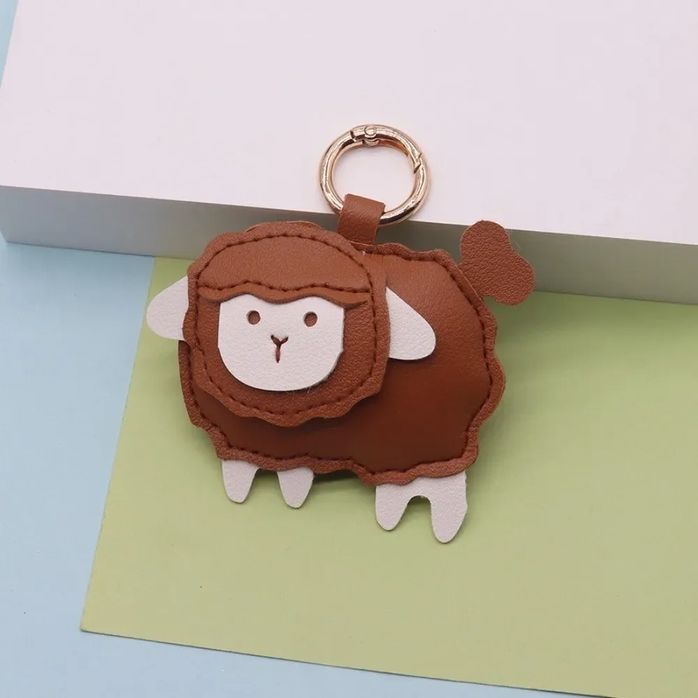 pendentif sac à dos mouton dessin animé simple et mignon en cuir pu, porte-clés de voiture polyvalent, pendentif de bagage, accessoires de sac à dos