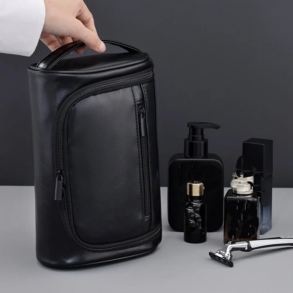 1pc grande capacité voyage d'affaires pu sac de maquillage petite entreprise banlieue hommes trousse de toilette maison étanche maquillage sac de rangement hommes