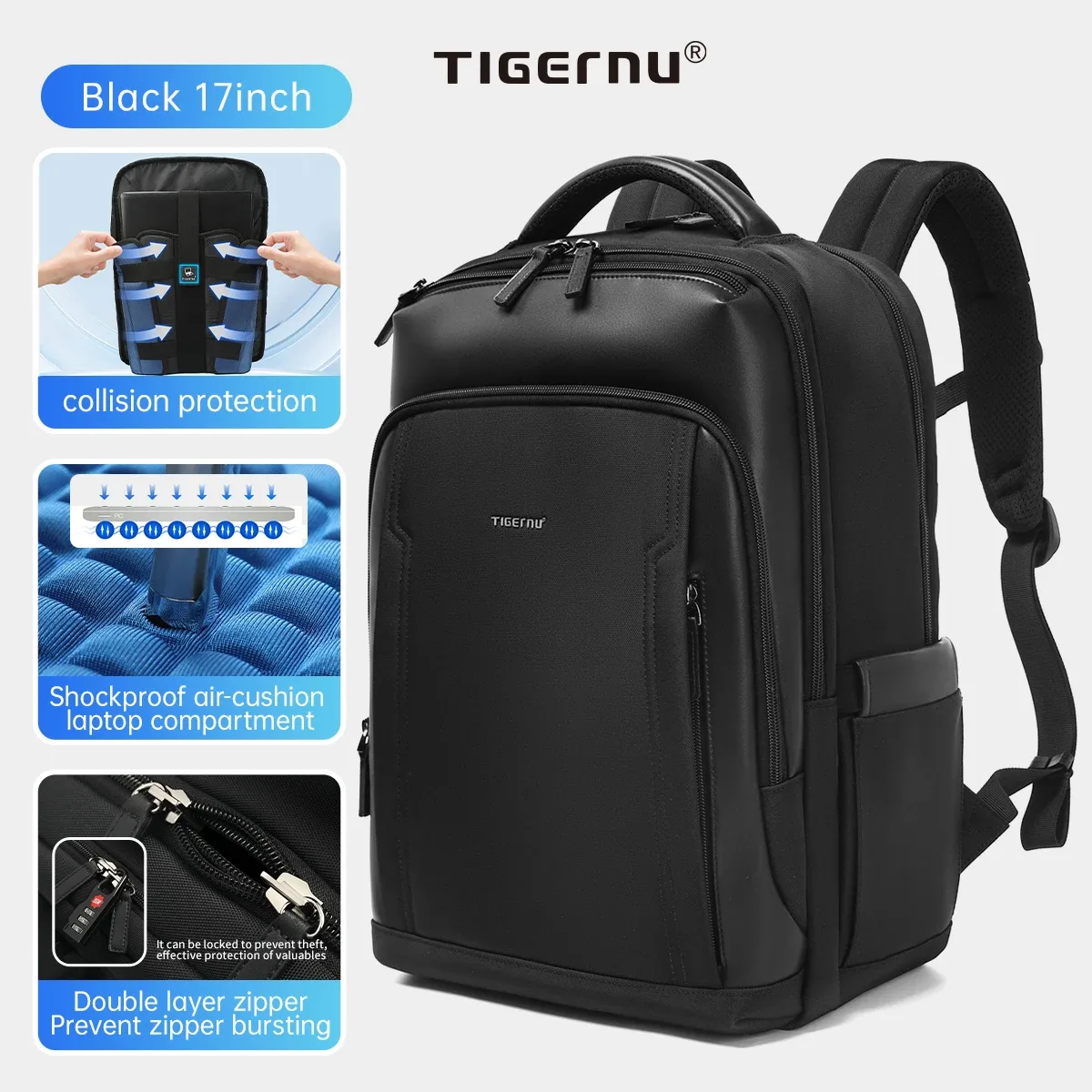sacs à dos de voyage tigernu pour hommes, sacs à dos pour ordinateur portable de 14, 15,6 et 17 pouces, sacs à dos d'affaires pour les voyages, sacs à dos scolaires