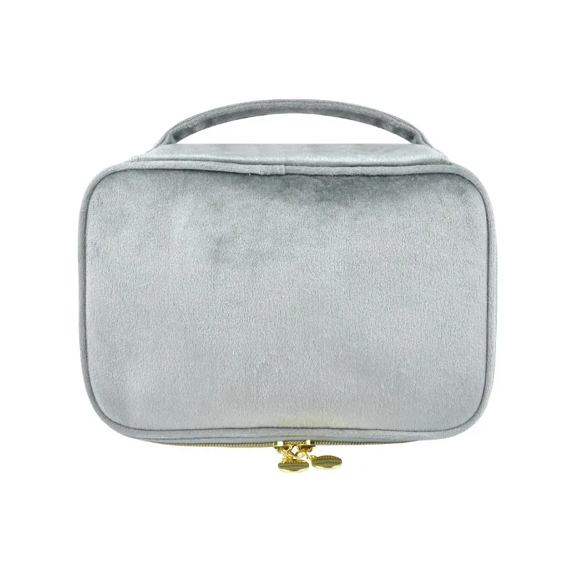 nouvelle trousse de maquillage en velours grande capacité, sac de rangement multifonctionnel portable pour voyage et toilette, pochette cosmétique en velours à main