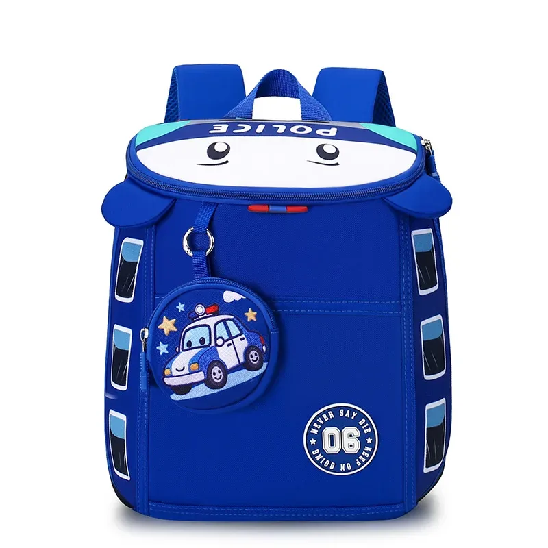 sac à dos léger en nylon pour élèves de maternelle, motif voiture de dessin animé mignon, sac à dos imperméable à double épaule pour enfants