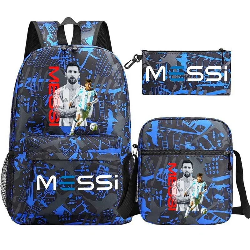 lot de 3 sacs à dos messi en nylon, simples, pour le sport, avec compartiment pour ordinateur portable, sacs à dos décontractés pour l'école, les voyages et les trajets quotidiens