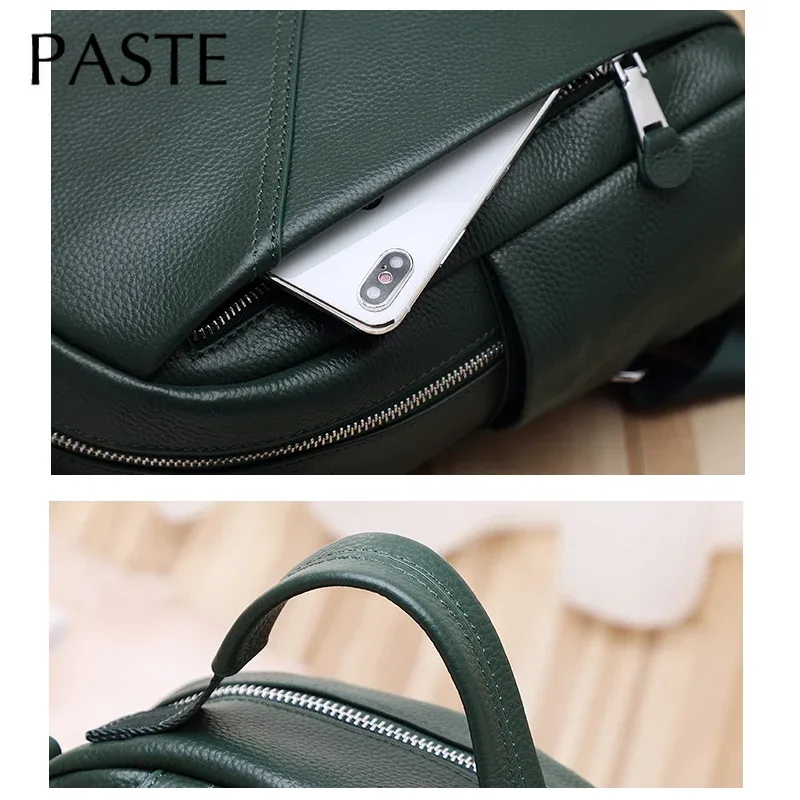 sac à dos de luxe en cuir de vachette 100% véritable pour femme, grand sac à dos, vert, noir, gris, loisirs, voyage, initié, 03/bagpack