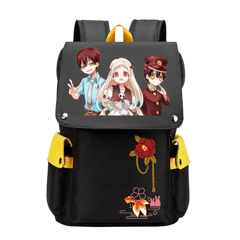 hanako-kun – grand sac à dos de voyage pour garçons et adolescents, cartable d'école animé avec chargeur usb, oxford, pour ordinateur portable