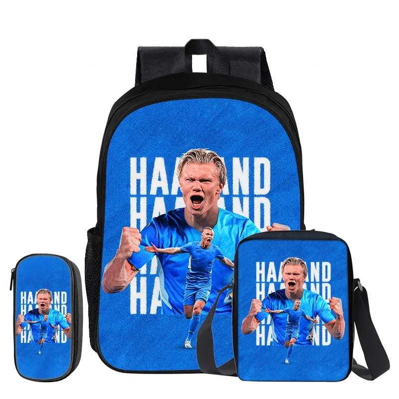 haaland – ensemble de 3 sacs à dos, sac à bandoulière, sacs à crayons, sac à livres, sac à dos de star du football, mochila, cartable de sport, cadeau pour enfants
