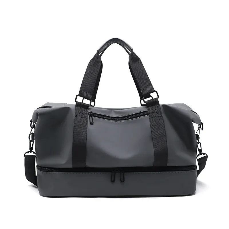 sac de voyage imperméable noir/gris, sac à bagages tendance pour courtes distances pour hommes et femmes, sac à main de grande capacité avec séparation pour articles secs et humides, sac à bandoulière, sac à porter en travers du corps