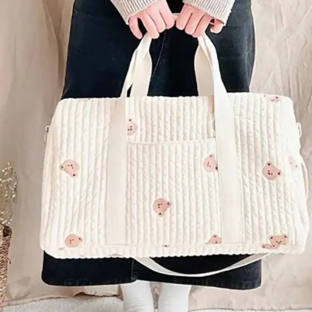 sac de voyage de grande capacité, sac de sport multifonctionnel ours de dessin animé, sac de voyage pliable à fleurs douces, mignon sac de maman