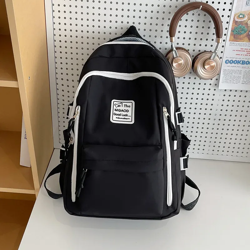sac à dos de voyage décontracté grande capacité pour étudiants, sac en nylon imperméable avec compartiment pour ordinateur, sac à double bandoulière