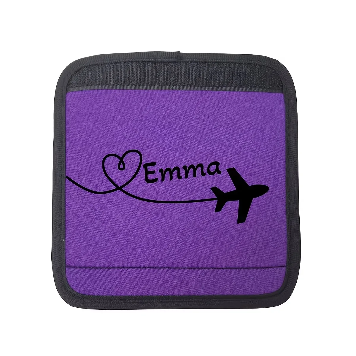 housse personnalisée, housse de protection pour poignée de bagage à motif cœur d'avion, housse de protection pour poignée de bagage avec texte personnalisé, cadeau de vacances personnalisé