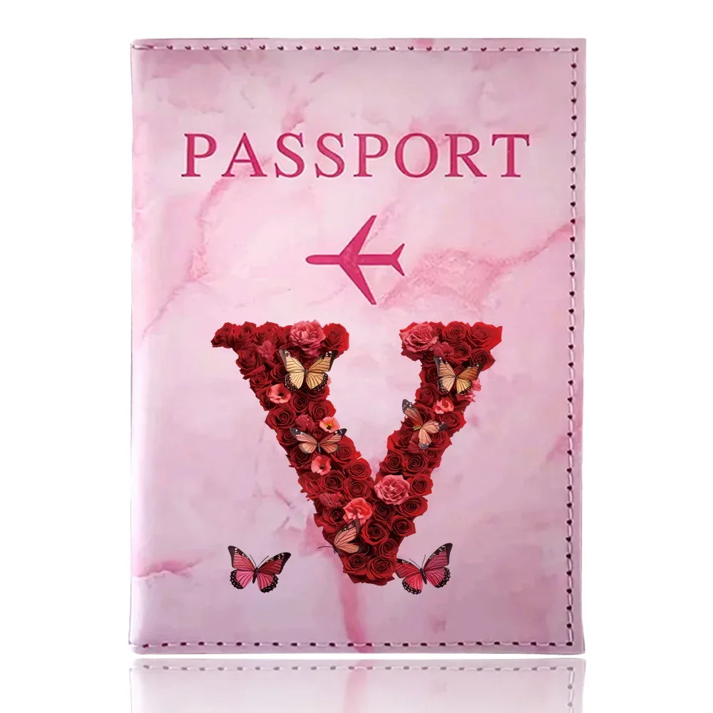 étui de passeport imprimé série rose rouge, porte-passeport, accessoires de voyage, housse de protection pour avion