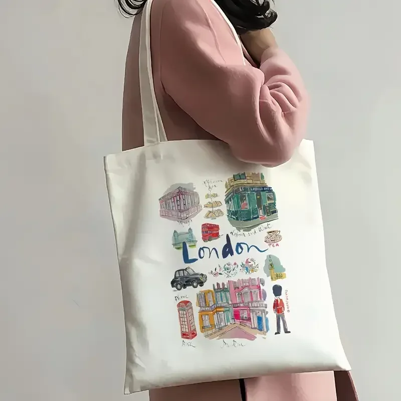cadeau souvenir de londres, sacs à bandoulière pliables tendance de la ville de londres pour les voyageurs, meilleur cadeau pour elle, sac à bandoulière élégant et durable