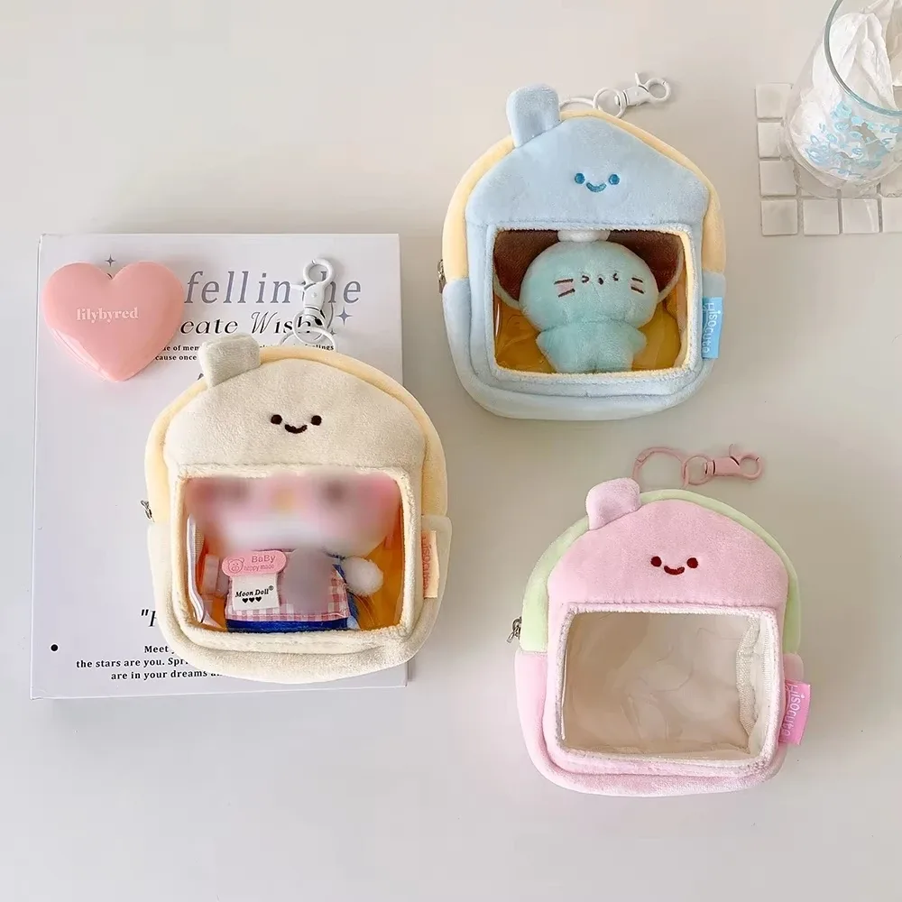 Sac de rangement transparent pour poupées, modèle maison de dessin animé mignon, sac bandoulière tendance pour filles, accessoire de décoration, sac de présentation pour pendentifs, cadeaux