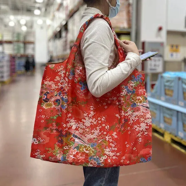 sac à cordon de couleur unie de grande capacité, sac de courses pour supermarché, sac fourre-tout pliable et portable, sac à bandoulière