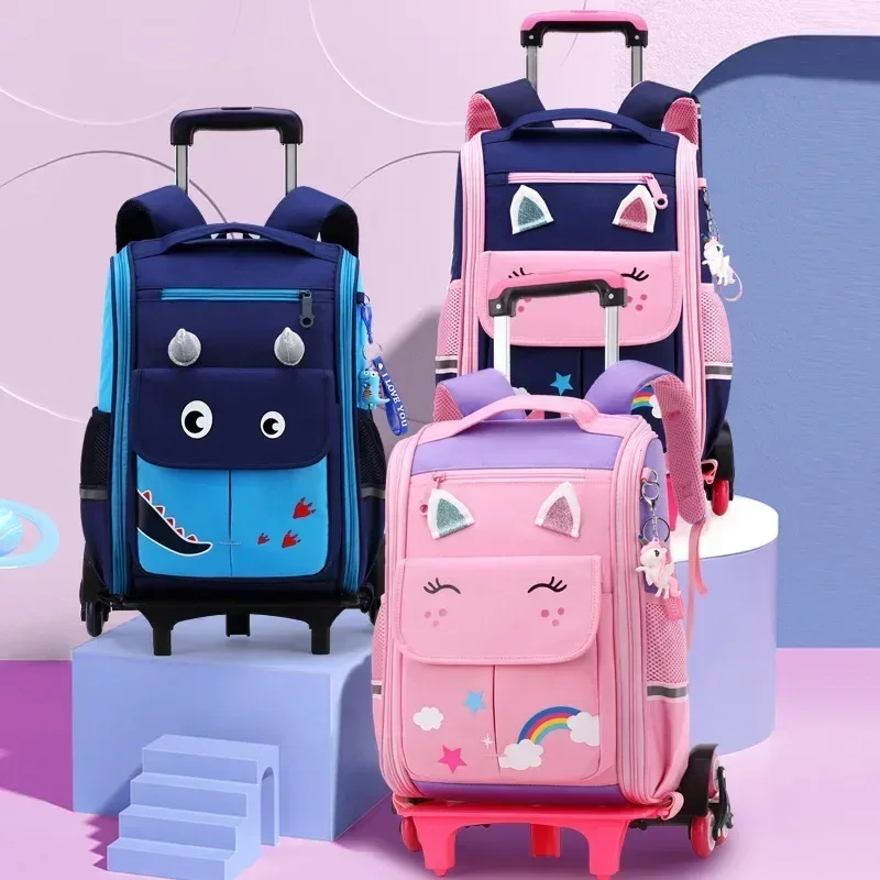sac à dos d'école à roulettes pour enfant fille et garçon