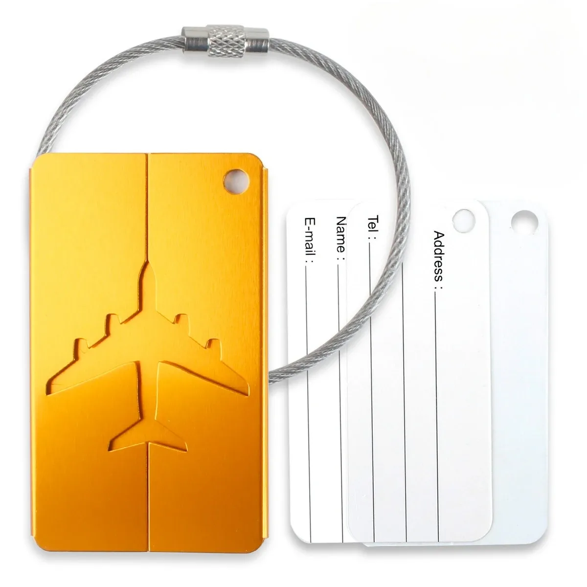 1 pièce étiquette de bagage de voyage en aluminium, porte-étiquette d'adresse pour valise, porte-carte métallique, accessoire de voyage tendance
