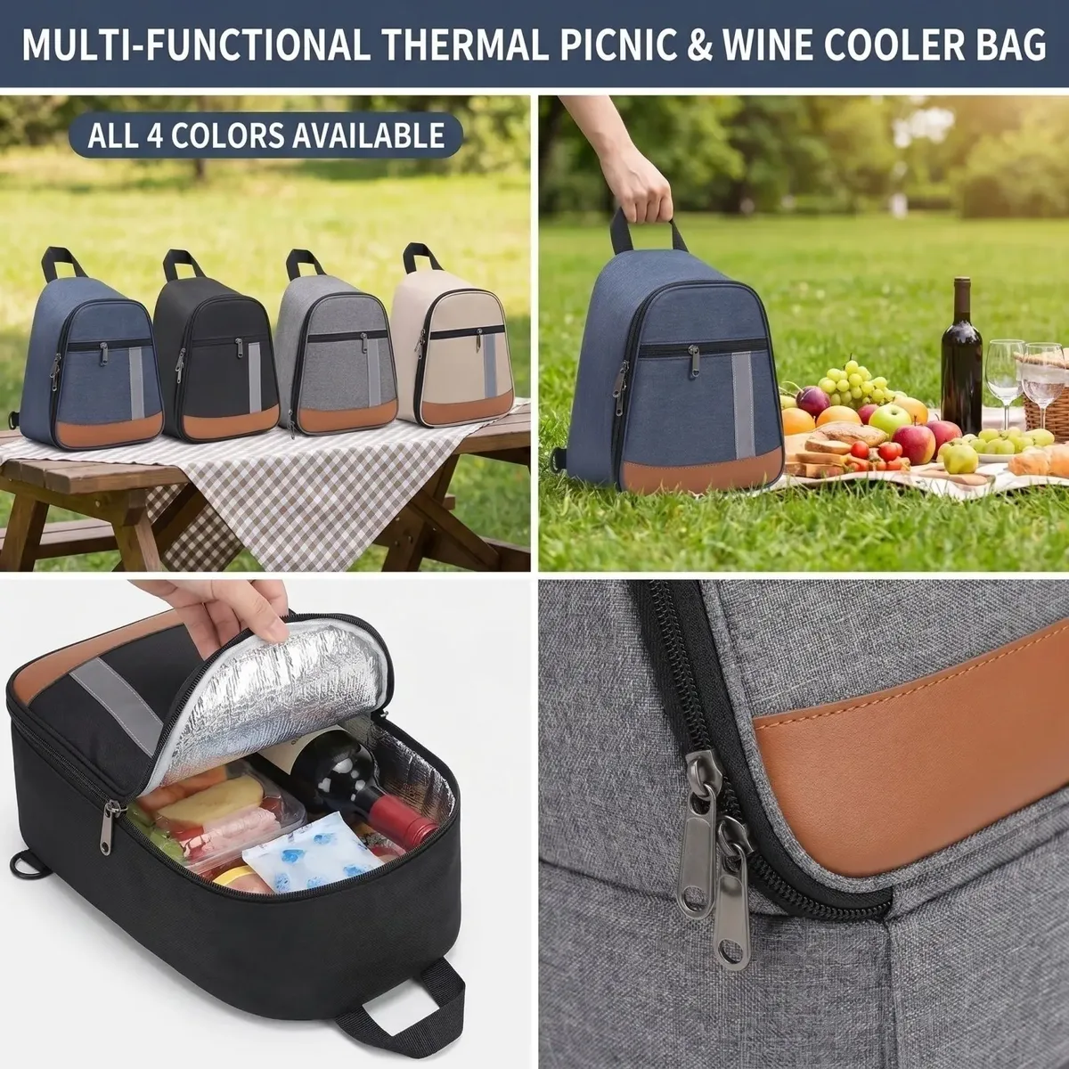 sac à dos isotherme multifonctionnel en tissu oxford grande capacité pour les voyages en plein air, sac isotherme pour pique-nique, sac à glace pour vin