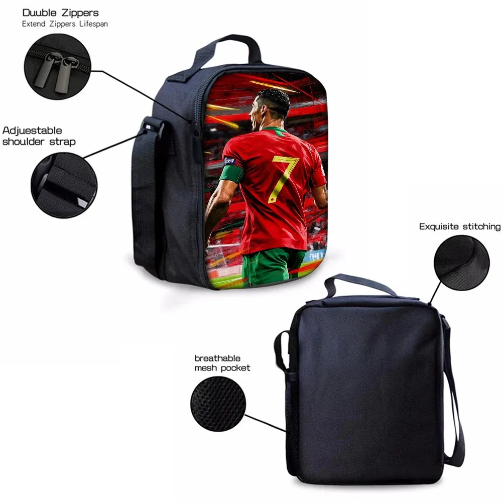 ensemble de 3 sacs à dos à motif étoile de football cr7 – sac à dos décontracté de grande capacité avec pochette et sac fourre-tout assortis, parfait pour le quotidien