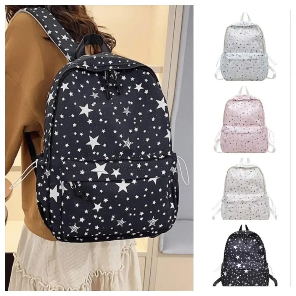 sac à dos en nylon léger à grande capacité, imprimé ciel étoilé, style universitaire, pour étudiants et voyages.