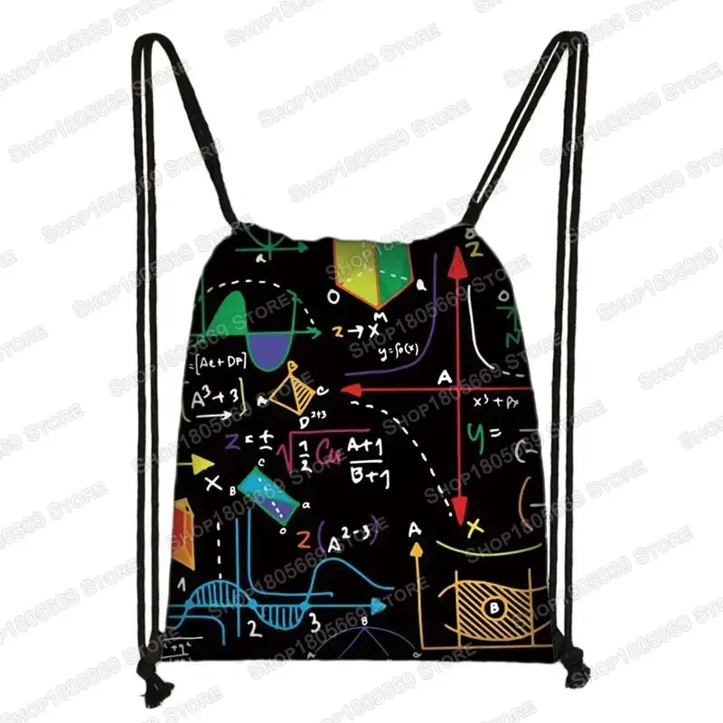 sac à dos magique cube imprimé avec cordon de serrage, sacs de rangement cubo magico pour voyage formule mathématique, sac à dos d'école pour garçons et filles, sac de jour pour enfants
