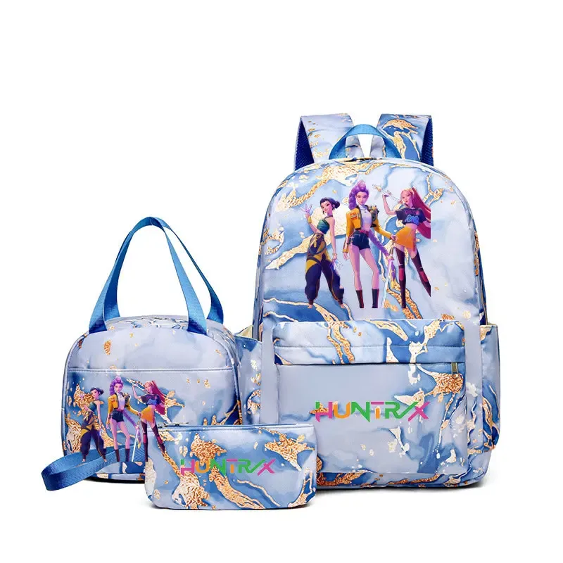 sacs à dos kpop demon hunters avec sacs à déjeuner, sacs d'école légers pour étudiants et adolescents, sac de voyage décontracté pour femmes, 3 pièces/ensembles