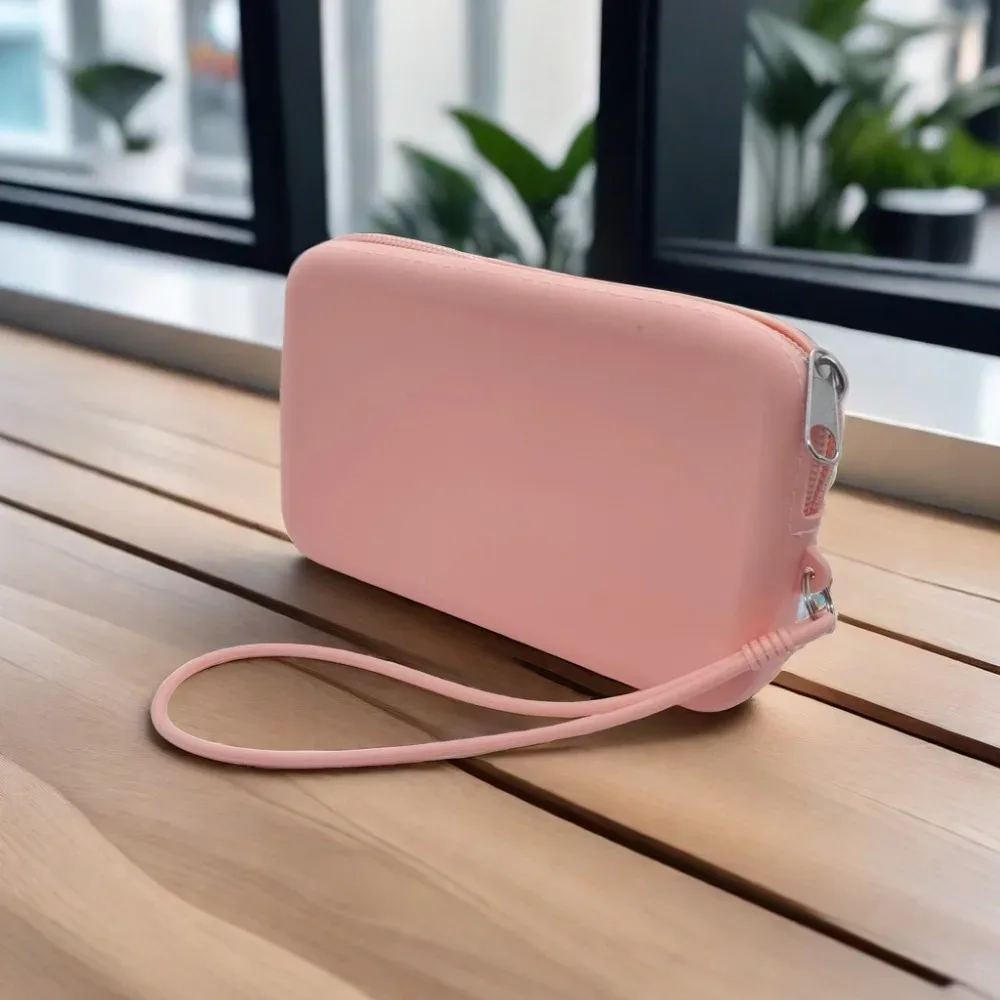 sac à cosmétiques rectangulaire en silicone, porte-monnaie de couleur unie de grande capacité, sac pour petits articles, sac pour écouteurs, sac de rangement pour rouge à lèvres pour femmes