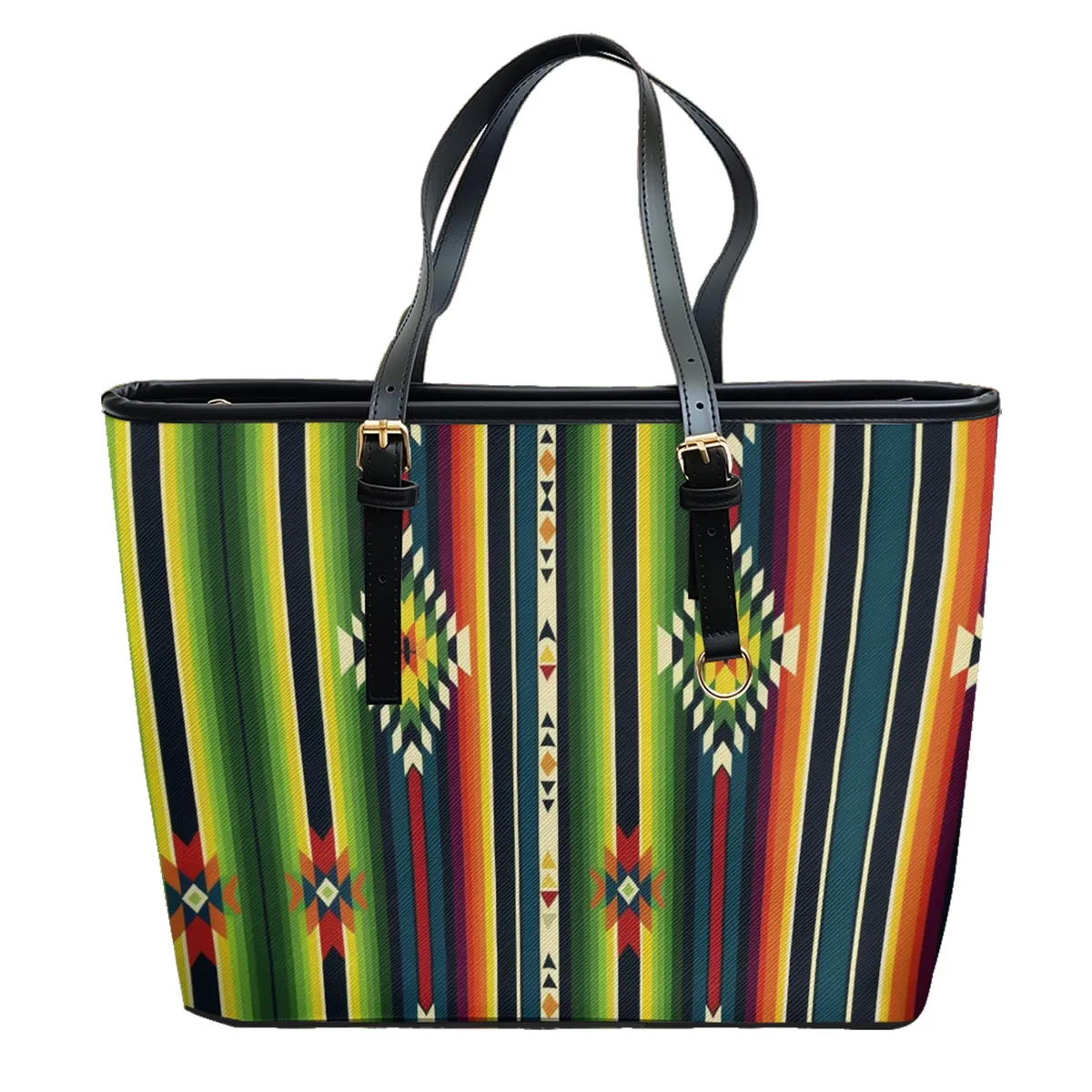 sac à bandoulière en cuir pvc oxford imprimé aztèque rétro, fourre-tout léger à fermeture éclair, minimaliste, usage quotidien, sac à main convertible pour le travail et le week-end