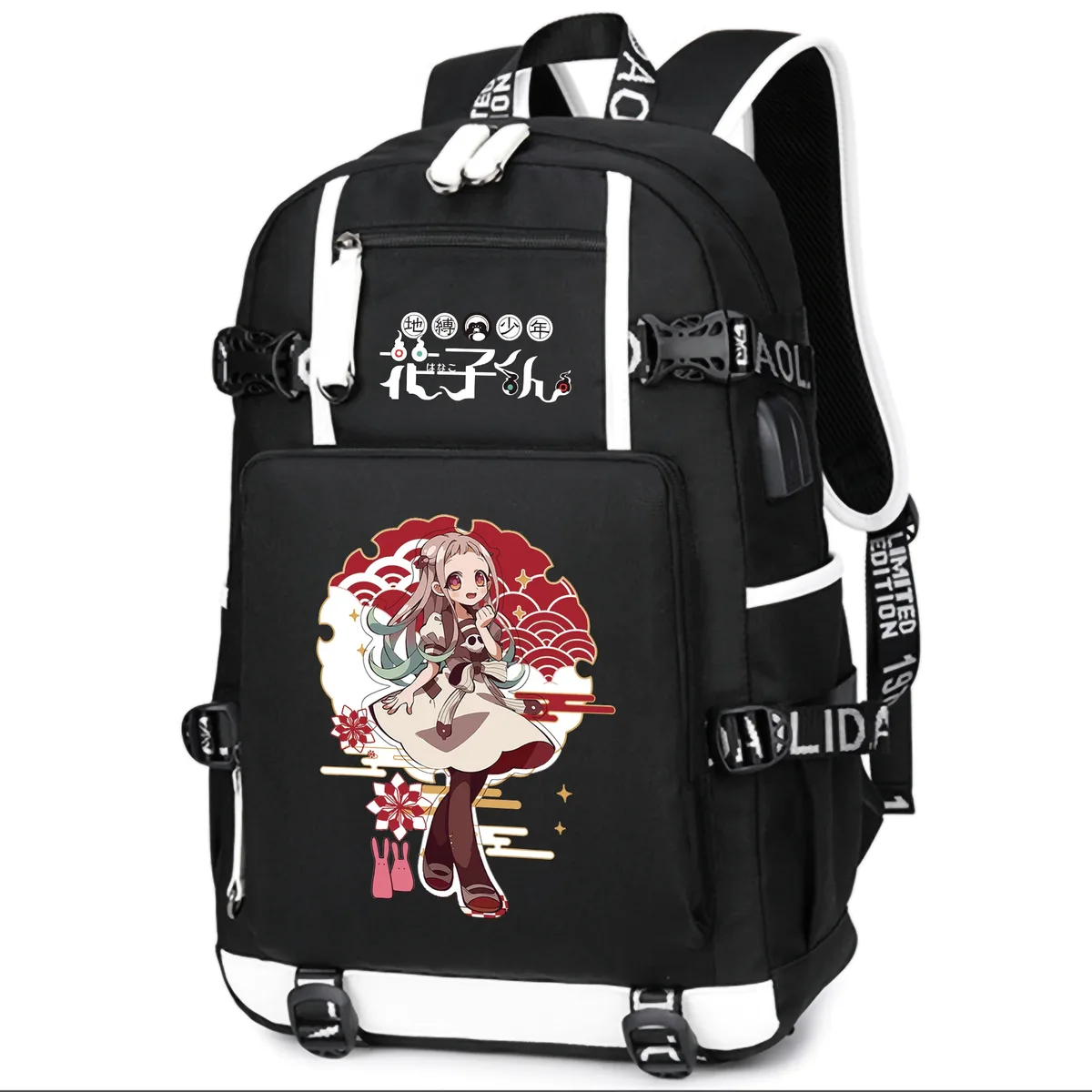 dessin animé toilette lié hanako-kun étudiants école sac à dos pour ordinateur portable oxford bookbag usb charge anime shouler sacs sac à dos décontracté