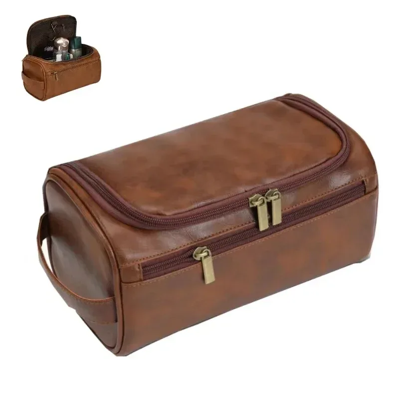 mochatree – sac vintage pour hommes, trousse de toilette nécessaire pour voyage d'affaires, étuis de maquillage cosmétiques, organisateur de rangement suspendu pour hommes, sacs de lavage