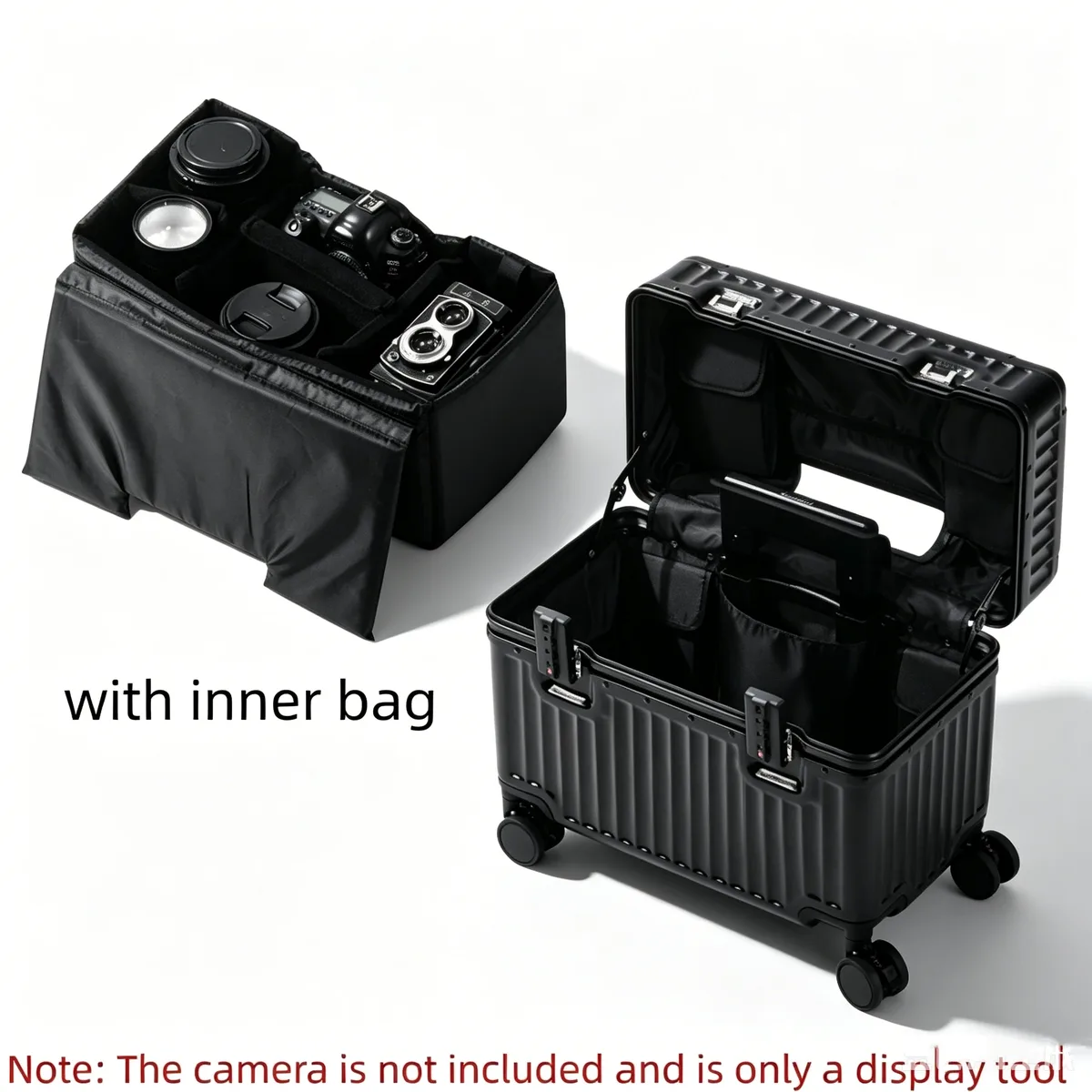 valise à ouverture par le haut 18 pouces, bagage à main pour voyageur photographe, bagage à roulettes en matériau pc avec cadre en alliage d'aluminium et serrure tsa