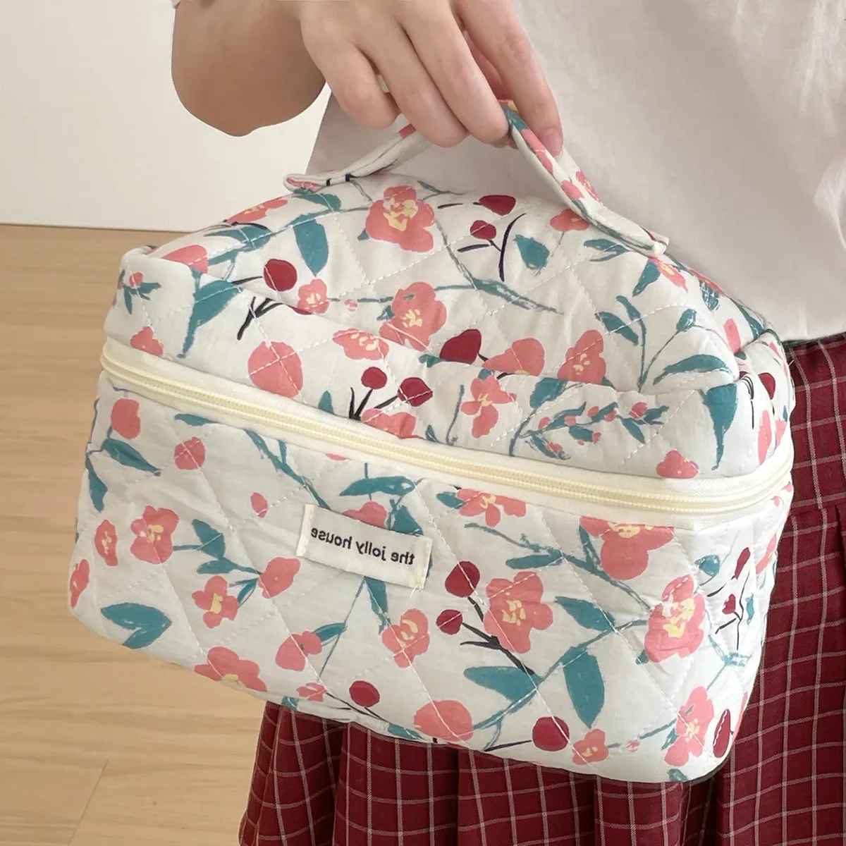 1 pièce/ensemble sac de maquillage imprimé fleur rose organisateur de voyage premium sac cosmétique sac de maquillage pochette trousse de soins de la peau trousse de toilette