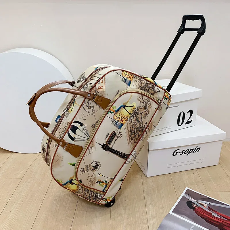 valise de voyage de grande capacité pour femmes, sacs à roulettes, oxford, bagages roulants étanche, sac de voyage avec roulettes