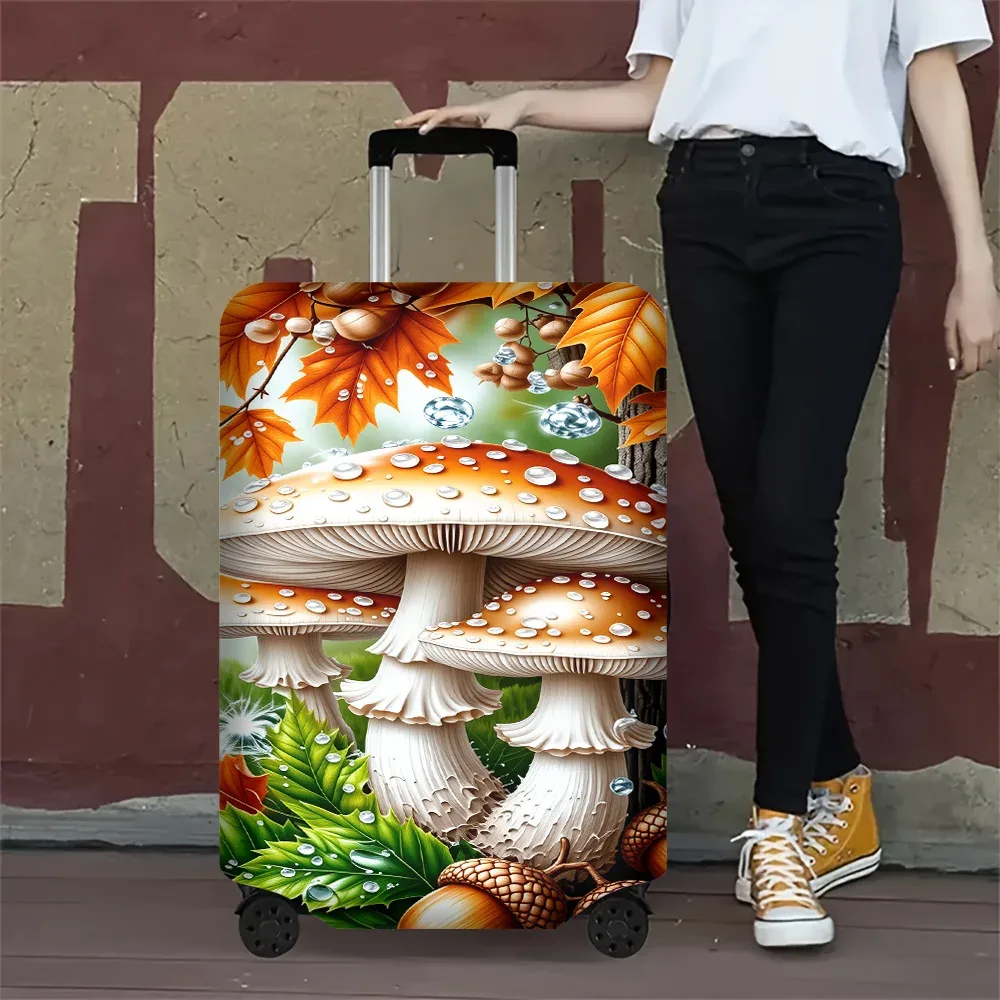 1 housse de bagage à imprimé champignons et châtaignes de la forêt d'automne. convient aux valises de 18 à 32 pouces ; protège efficacement vos bagages
