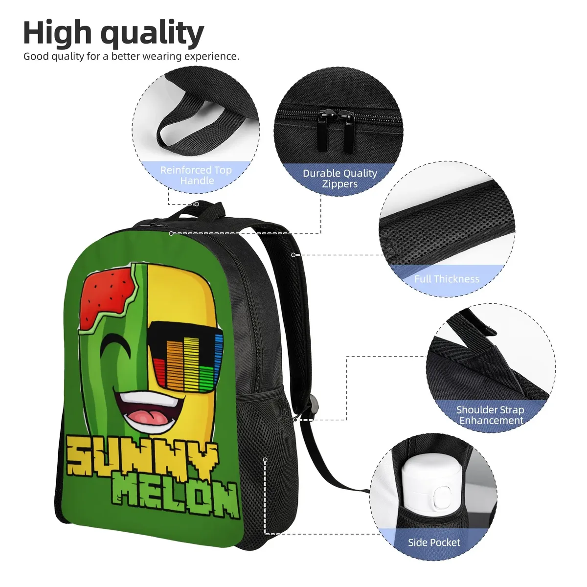 sac à dos sunny and melon pour adolescents, sacs à dos durables en polyester, sacs d'école élégants, sacs de voyage de haute qualité
