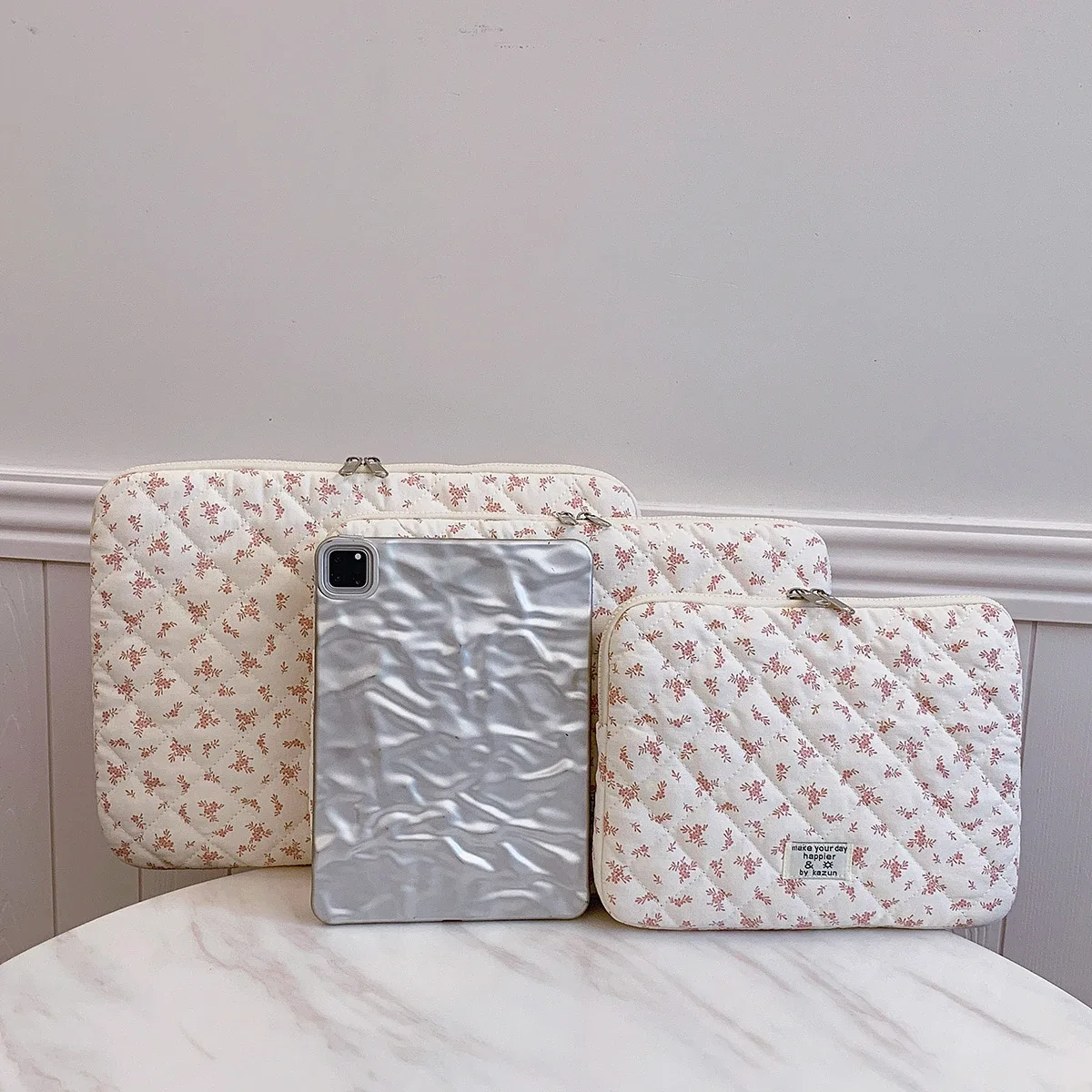 pour ordinateur portable de 11 pouces, 14 pouces, 15 pouces, 1 pièce, sac d'ordinateur portable chic à imprimé floral matelassé, étui de protection, housse pour ordinateur portable, sac pour ordinateur