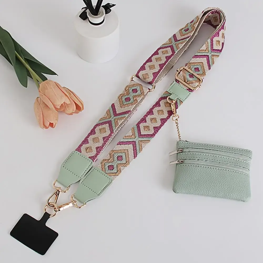 lanière réglable pour téléphone portable, 4 pièces/ensemble, avec portefeuille, clip anti-perte et sangle go pour téléphone, sangle de sac à bandoulière pour dames