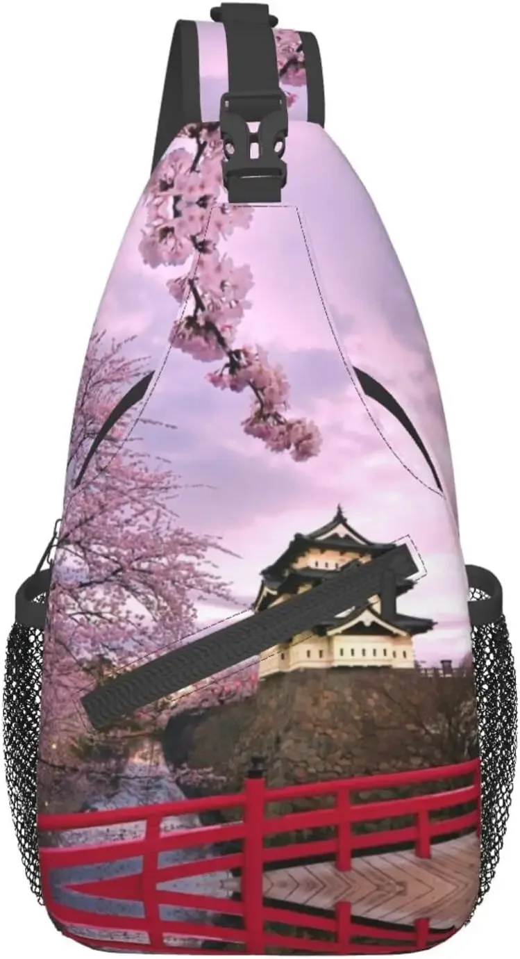 fleur de cerisier bandoulière corde triangle sac à dos canfeng fronde sacs à dos voyage randonnée sac à dos corde bandoulière sac à bandoulière