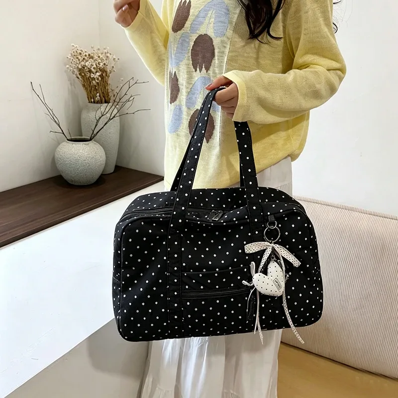 sac fourre-tout à pois pour femme, grande capacité, léger, sac de voyage décontracté, pochette à main, sac à main pour les sorties, le shopping et les voyages