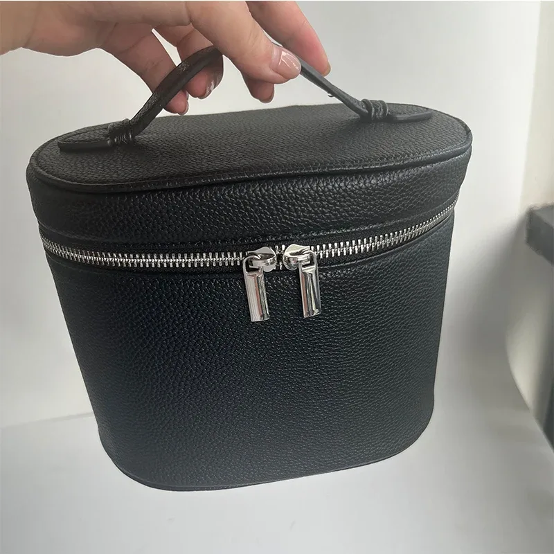 trousse à cosmétiques ronde à main pour femmes, impression gratuite, pubucket rond, trousse de vanité, produit de soins de la peau, sac de rangement de cosmétiques