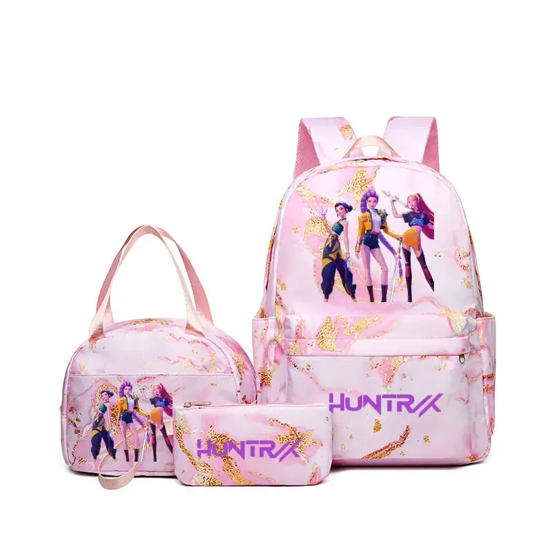 sacs à dos kpop demon hunters avec sacs à déjeuner, sacs d'école légers pour étudiants et adolescents, sac de voyage décontracté pour femmes, 3 pièces/ensembles